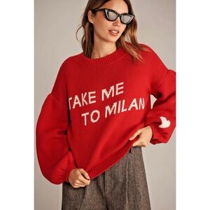 NWT Anthropologie Maeve Take Me To Milan City Sweater Heart Sleeve